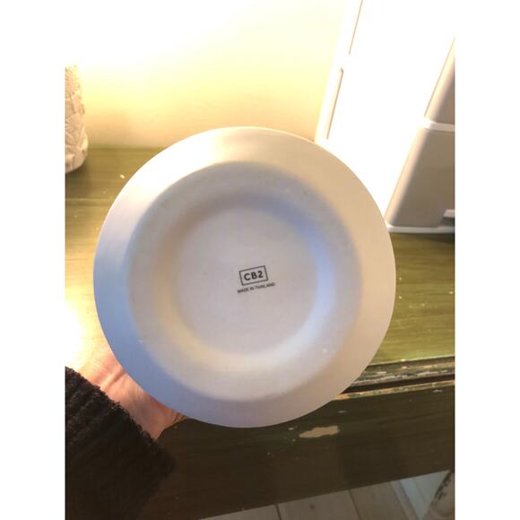 CB2 EUC Tall Light Blue Ceramic Vase with Darker Blue Accent Lines 12" - Picture 3 of 5